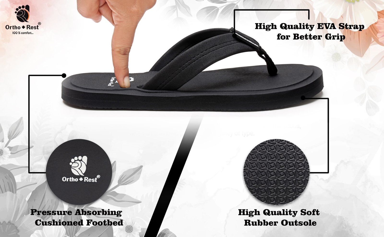 Ortho Slippers With Slip-resistant Rubber