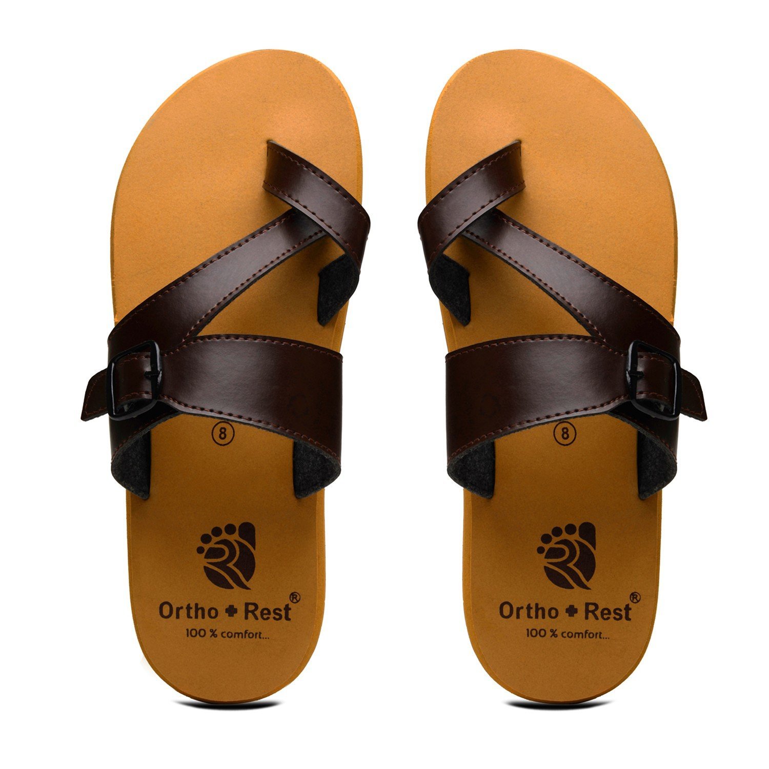 M6000_TAN_2.jpg Cushy Comfort Men's Toe Slippers - Image 1