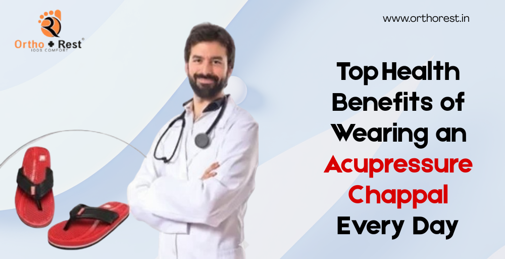 Doctor promoting acupressure chappal for daily health benefits by Ortho+Rest