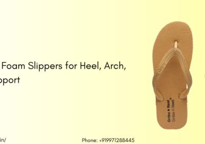 Ortho+Rest soft memory foam slippers with heel and arch support displayed on light background