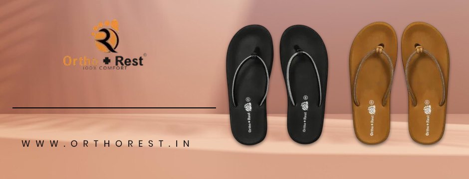 Extra soft chappal for women by Ortho + Rest with EVA cushioning and orthopedic arch support for comfort.